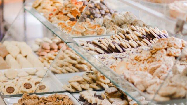 baked pastry lot in serve-over counter